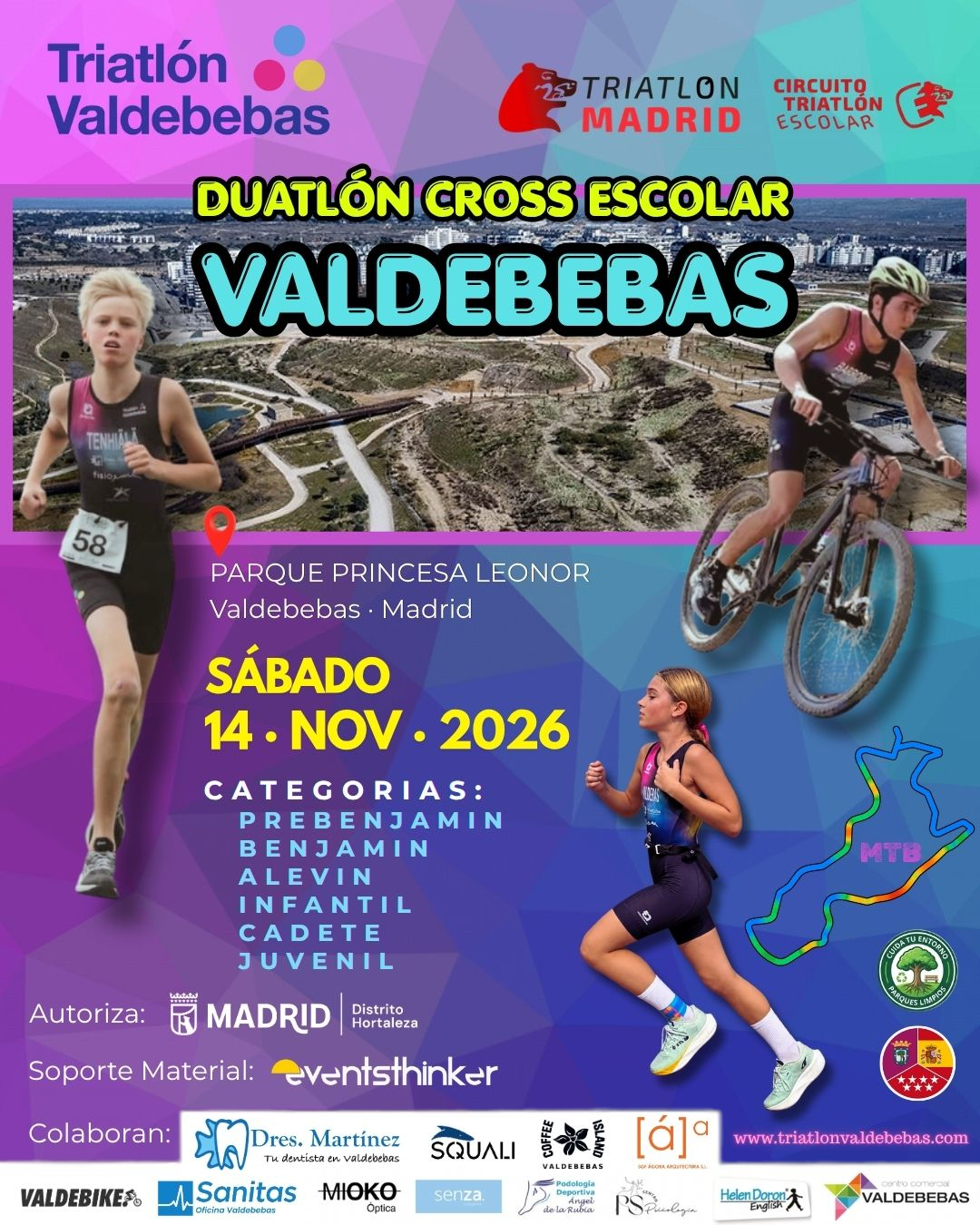 Cartel Duatlón Cross Escolar Valdebebas 2026